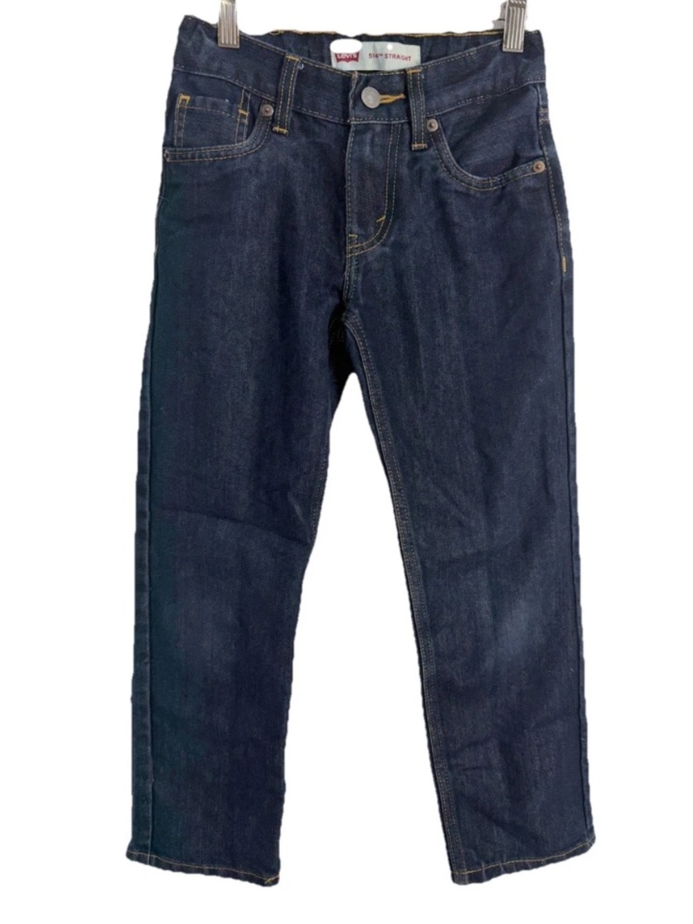 Boys Levis 514 Straight Jeans Dark Wash Adjustable Waist Size 8 Reg (24x22)